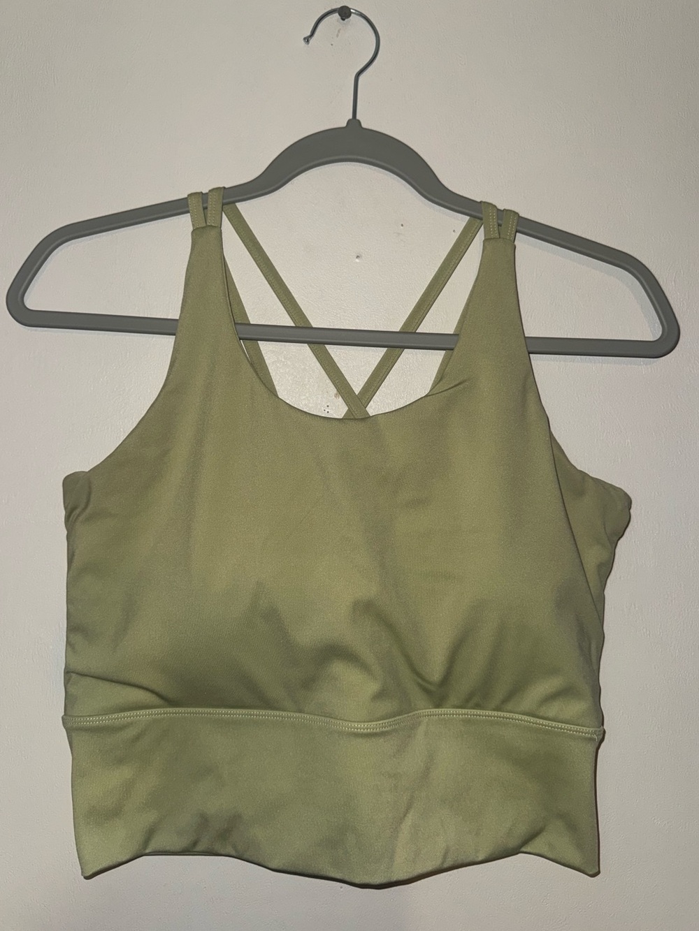 Olive Green Strappy Crop Sports Bra